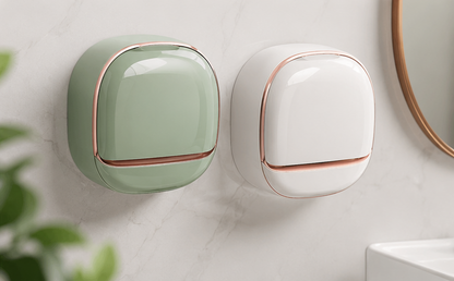 Self-Adhesive Wall-Mounted Luxury Soap Holder with Lid and Drainage Tray | Random COlor