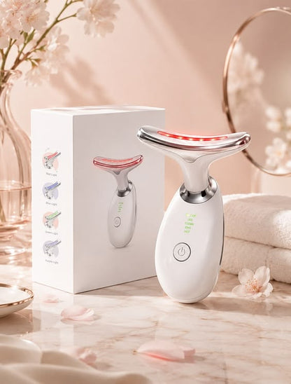 3-in-1 Rechargeable Face & Neck Massager | Red Light Therapy & Microcurrent Anti-Wrinkle Device
