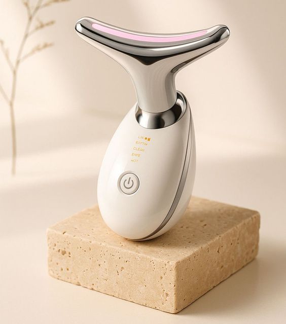 3-in-1 Rechargeable Face & Neck Massager | Red Light Therapy & Microcurrent Anti-Wrinkle Device
