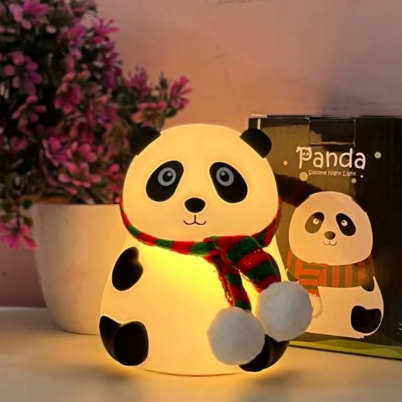 Panda LED Night Lamp | YH-608 Model | Soft Silicone Rechargeable Night Light | 7-Color Touch Control | Kids Bedroom, Nursery & Gift Decor