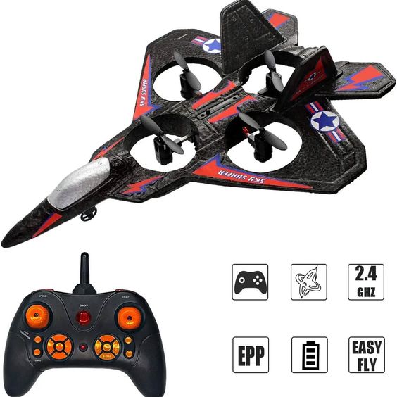 Premium RC Fighter Jet Plane 2.4 | Remote Control Foam Airplane Toy with Lights & 3D Stunt Glider