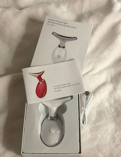 3-in-1 Rechargeable Face & Neck Massager | Red Light Therapy & Microcurrent Anti-Wrinkle Device
